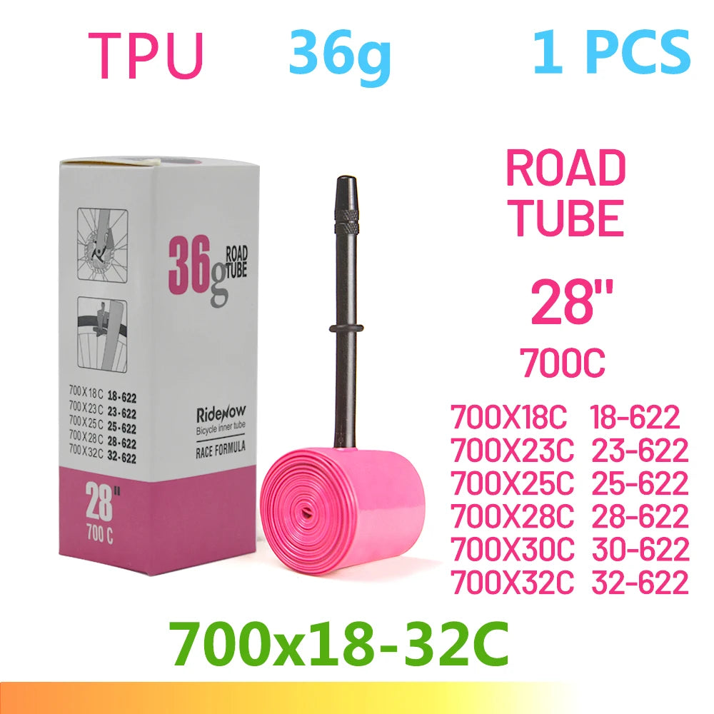 NPY light 36g Tpu Bike Inner Tube 700C X18 25 28 32 35 37 40 Road Bicycle TPU Material Tire 65mm Length French Valve