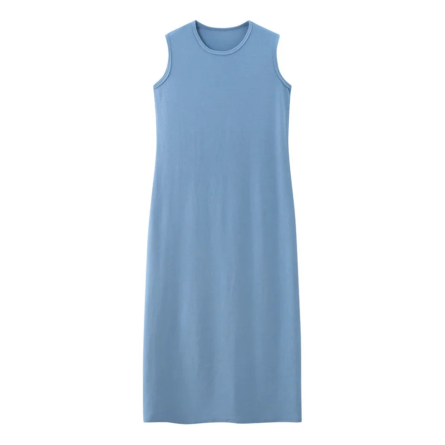 AS 2024 summer woman clothes cardigan Ankle Length maxi dress nature fiber ribbing fabric clothing ( Ship in 1 day)