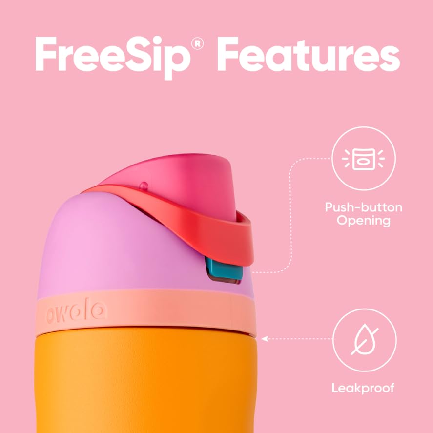 Owala FreeSip Insulated Stainless Steel Water Bottle with Straw for Sports, Travel, and School BPA-Free Sports Water Bottle, 32 oz, Beach House
