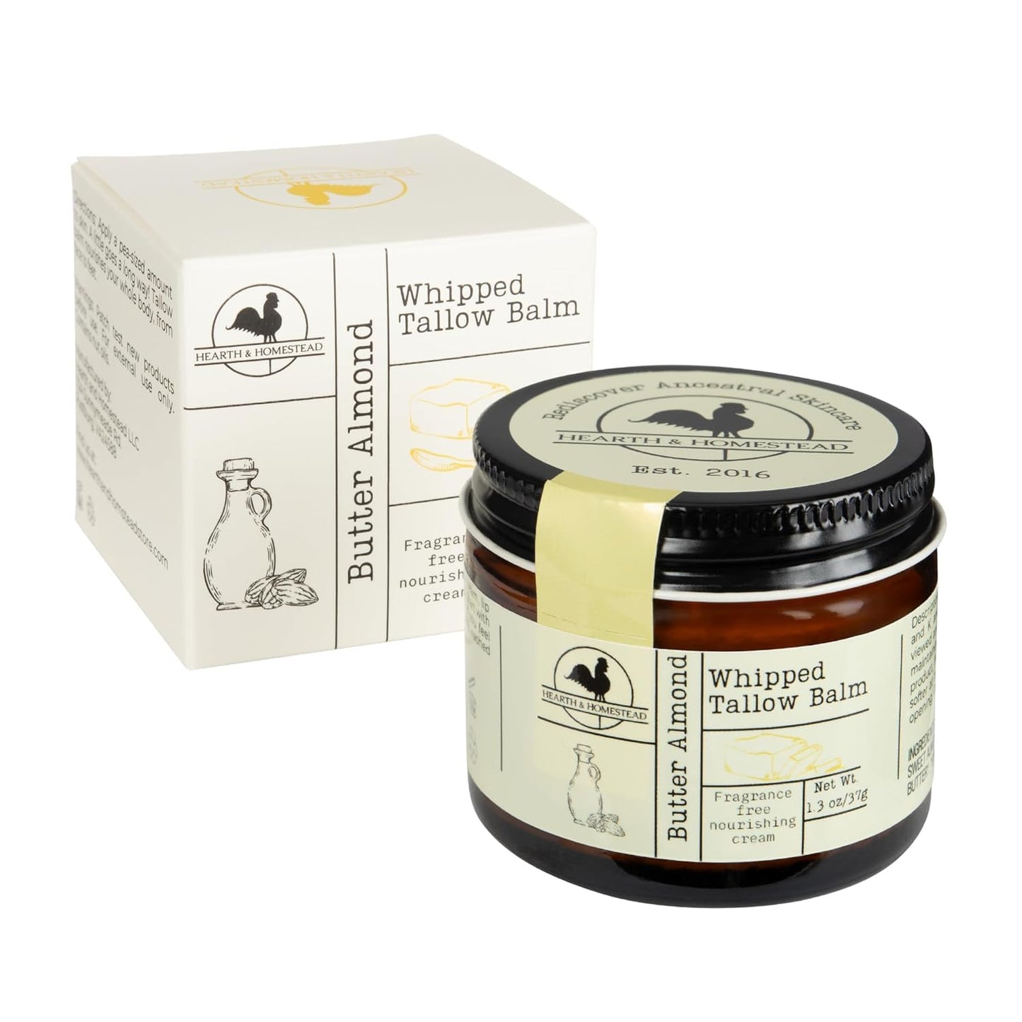 Handmade Whipped Tallow Balm (Unscented/Herb-Infused) - Organic Body Butter with Infused Olive Oil, for Eczema, Rosacea, Baby - 1.3 oz
