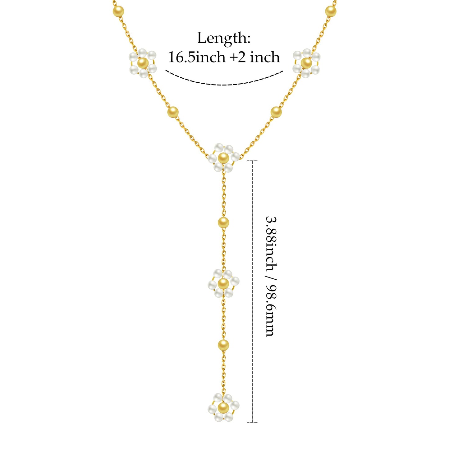 SmileBelle Daisy Pearl Necklace, Dainty Pearl Choker Necklace for Women as Flower Necklace Gift, 14K Gold Plated Stainless Steel Summer Merch as Birthday Gifts for Her Daisy Costume Gift