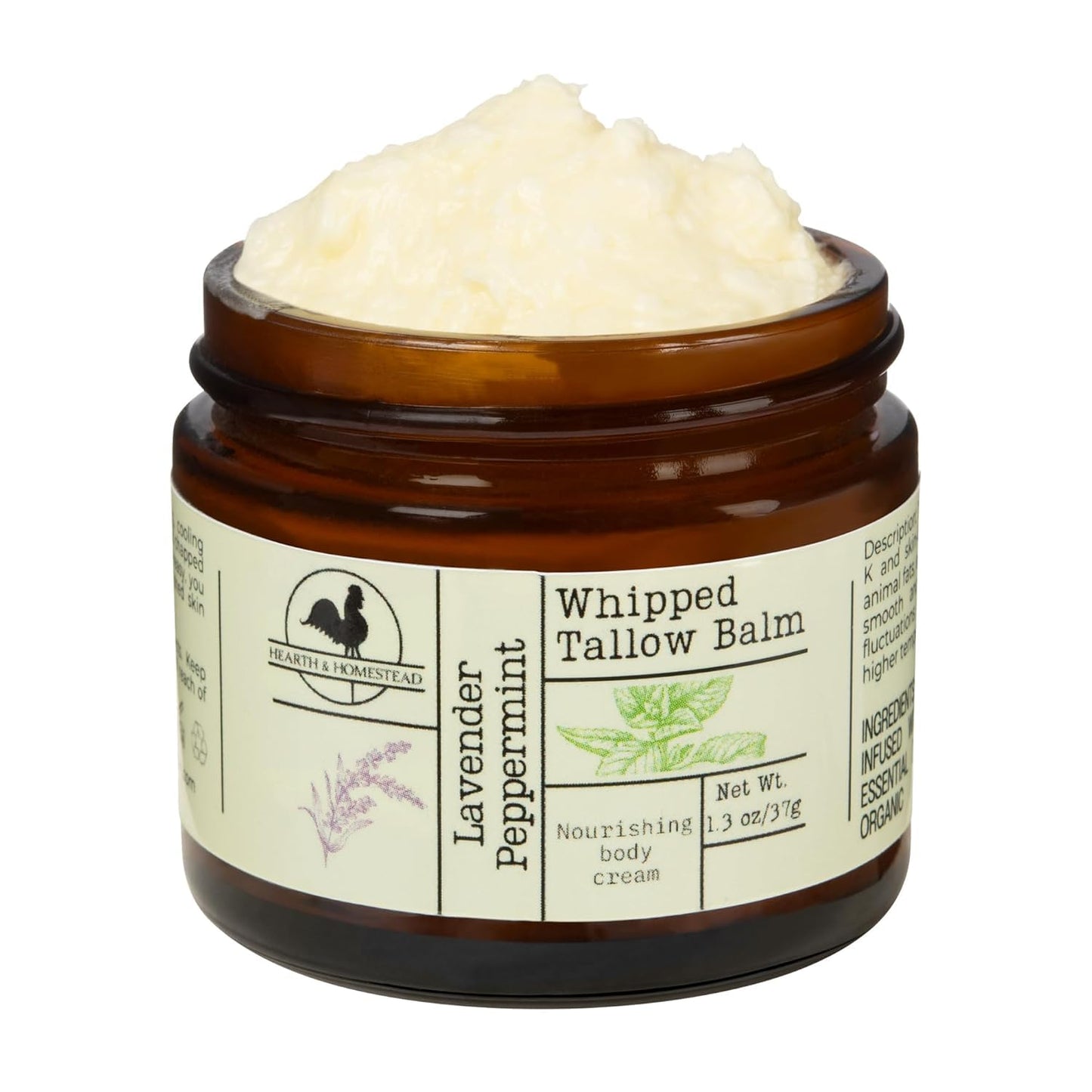 Handmade Whipped Tallow Balm (Unscented/Herb-Infused) - Organic Body Butter with Infused Olive Oil, for Eczema, Rosacea, Baby - 1.3 oz