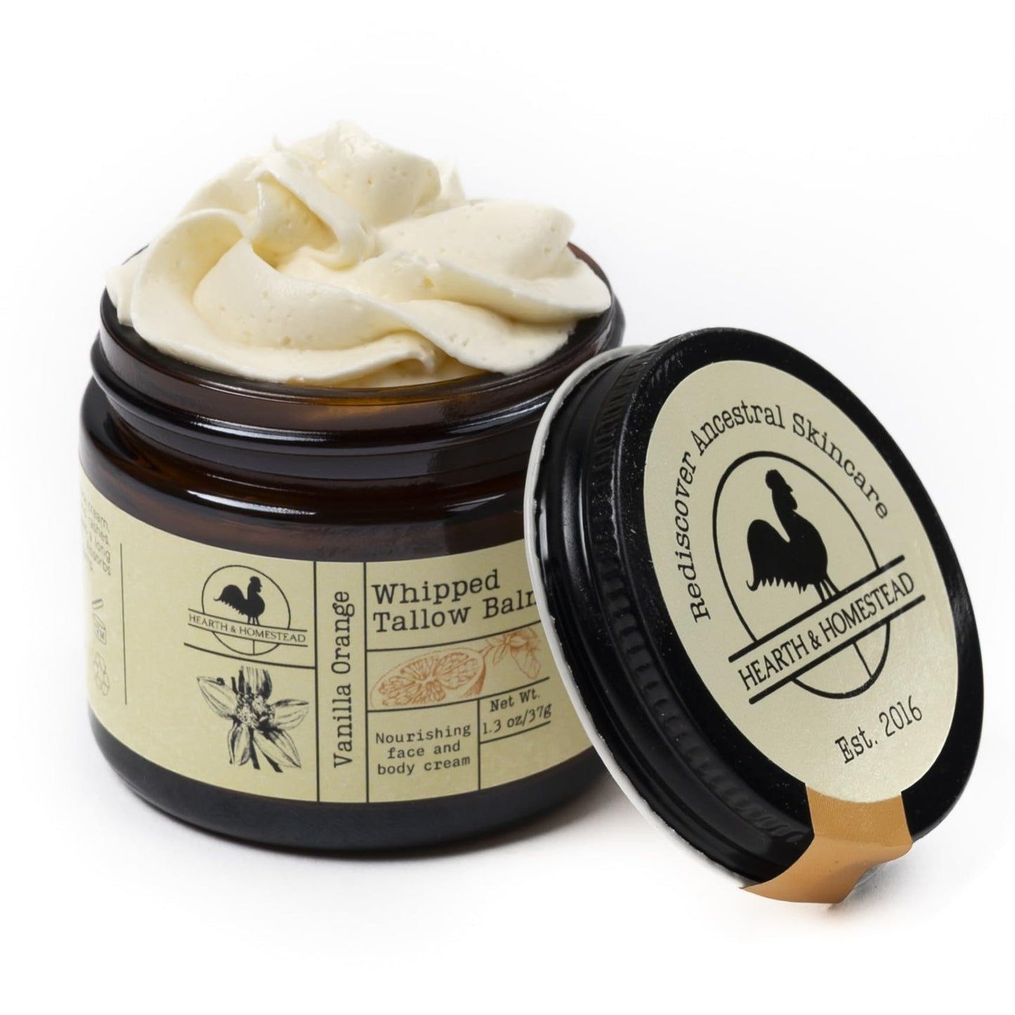 Handmade Whipped Tallow Balm (Unscented/Herb-Infused) - Organic Body Butter with Infused Olive Oil, for Eczema, Rosacea, Baby - 1.3 oz