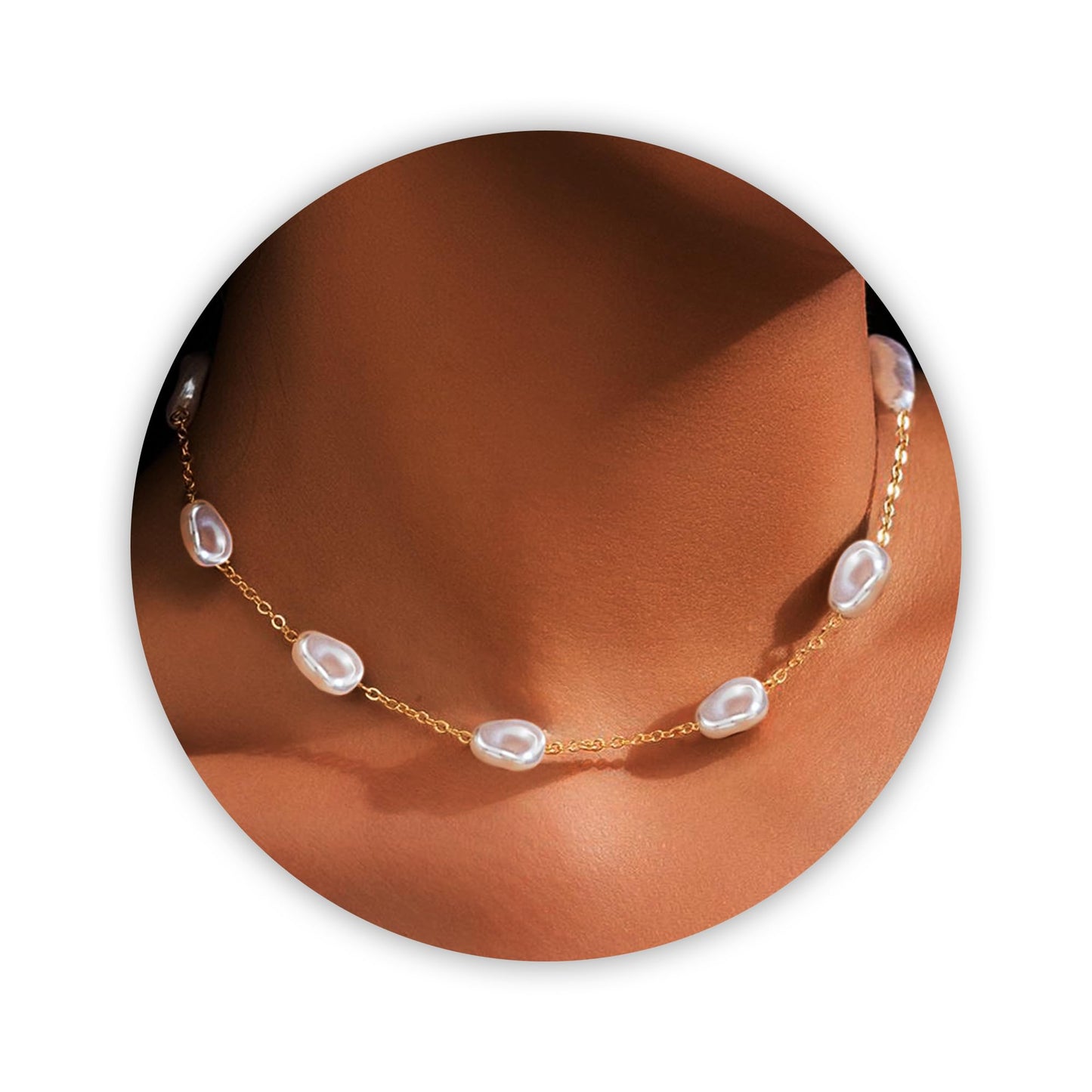 SmileBelle Daisy Pearl Necklace, Dainty Pearl Choker Necklace for Women as Flower Necklace Gift, 14K Gold Plated Stainless Steel Summer Merch as Birthday Gifts for Her Daisy Costume Gift