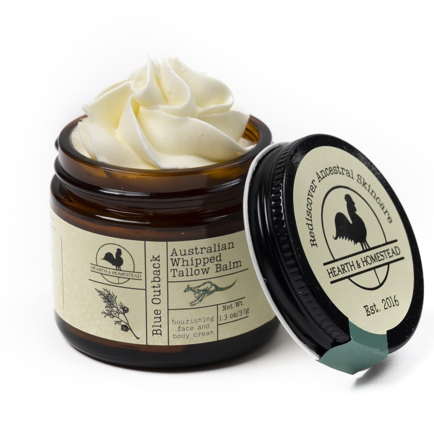 Handmade Whipped Tallow Balm (Unscented/Herb-Infused) - Organic Body Butter with Infused Olive Oil, for Eczema, Rosacea, Baby - 1.3 oz
