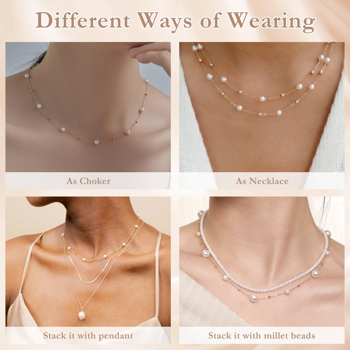 SmileBelle Daisy Pearl Necklace, Dainty Pearl Choker Necklace for Women as Flower Necklace Gift, 14K Gold Plated Stainless Steel Summer Merch as Birthday Gifts for Her Daisy Costume Gift