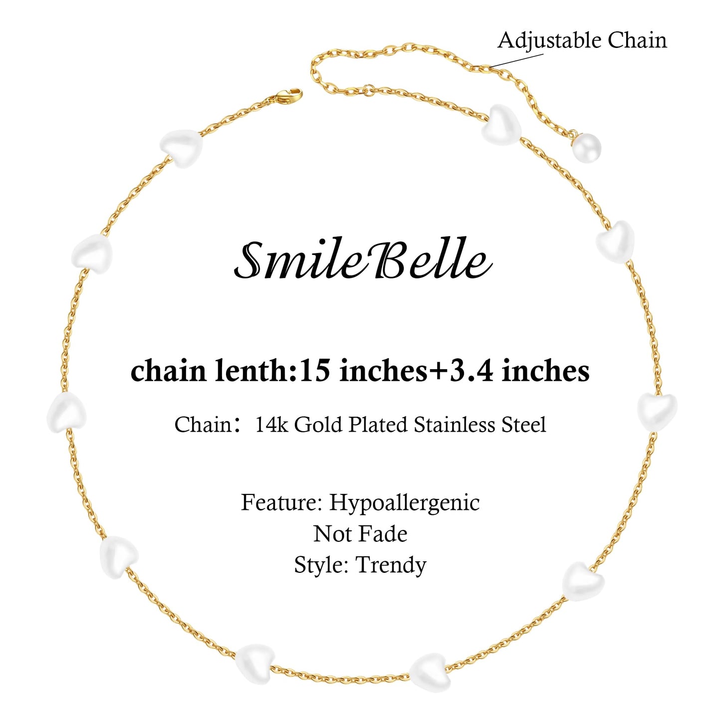 SmileBelle Daisy Pearl Necklace, Dainty Pearl Choker Necklace for Women as Flower Necklace Gift, 14K Gold Plated Stainless Steel Summer Merch as Birthday Gifts for Her Daisy Costume Gift