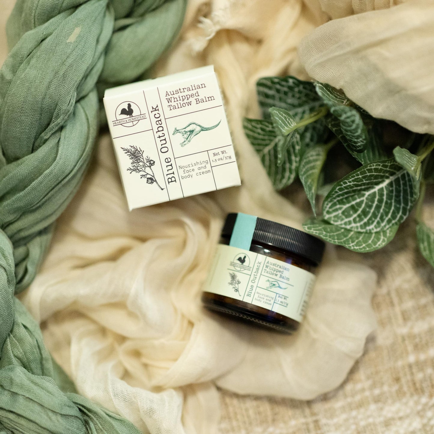 Handmade Whipped Tallow Balm (Unscented/Herb-Infused) - Organic Body Butter with Infused Olive Oil, for Eczema, Rosacea, Baby - 1.3 oz