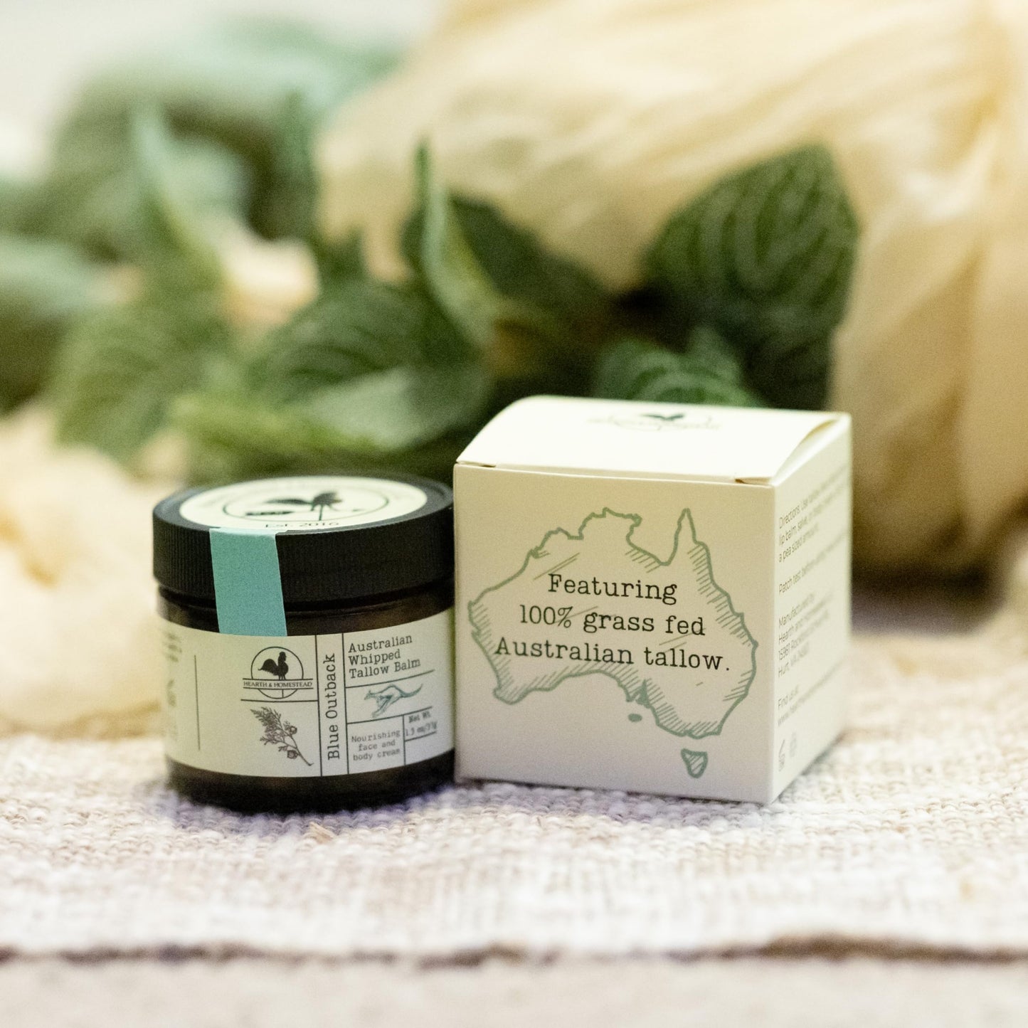 Handmade Whipped Tallow Balm (Unscented/Herb-Infused) - Organic Body Butter with Infused Olive Oil, for Eczema, Rosacea, Baby - 1.3 oz
