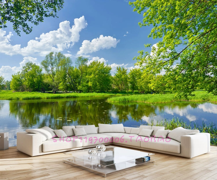 3D Living Room Simulation Fake Window Self-Adhesive Wallpaper Creative Landscape Bedroom Sea Forest Mural and Wallpaper Wall Painting Decoration