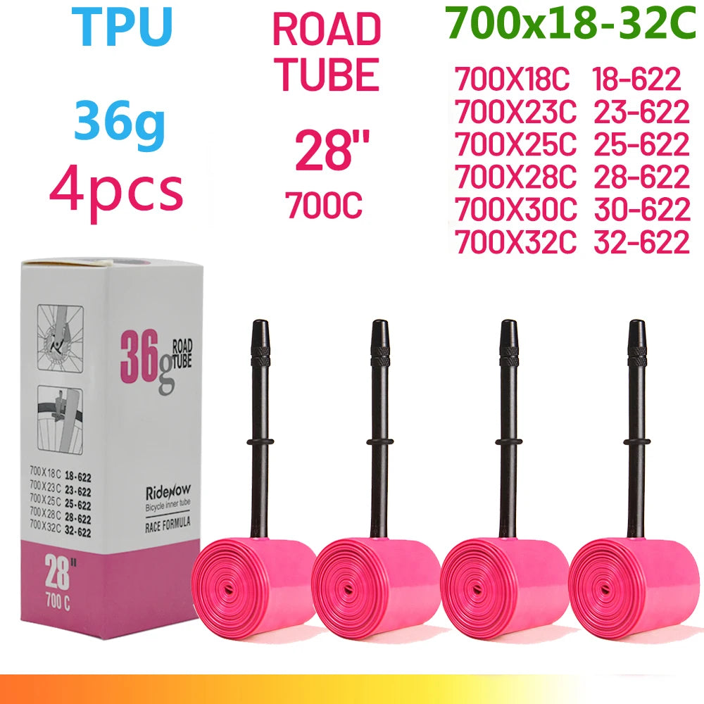 NPY light 36g Tpu Bike Inner Tube 700C X18 25 28 32 35 37 40 Road Bicycle TPU Material Tire 65mm Length French Valve