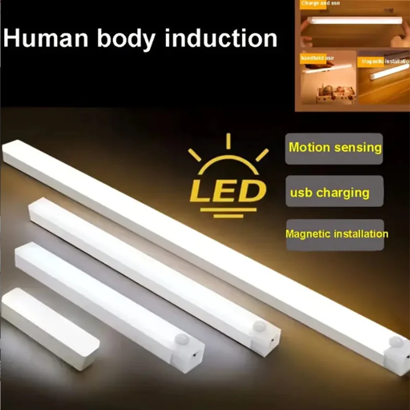 LED Bar Light Motion Sensor Night light Wireless Under Cabinet Lights For Kitchen Closet Cabinet Wardrobe Lighting Cabinet Light