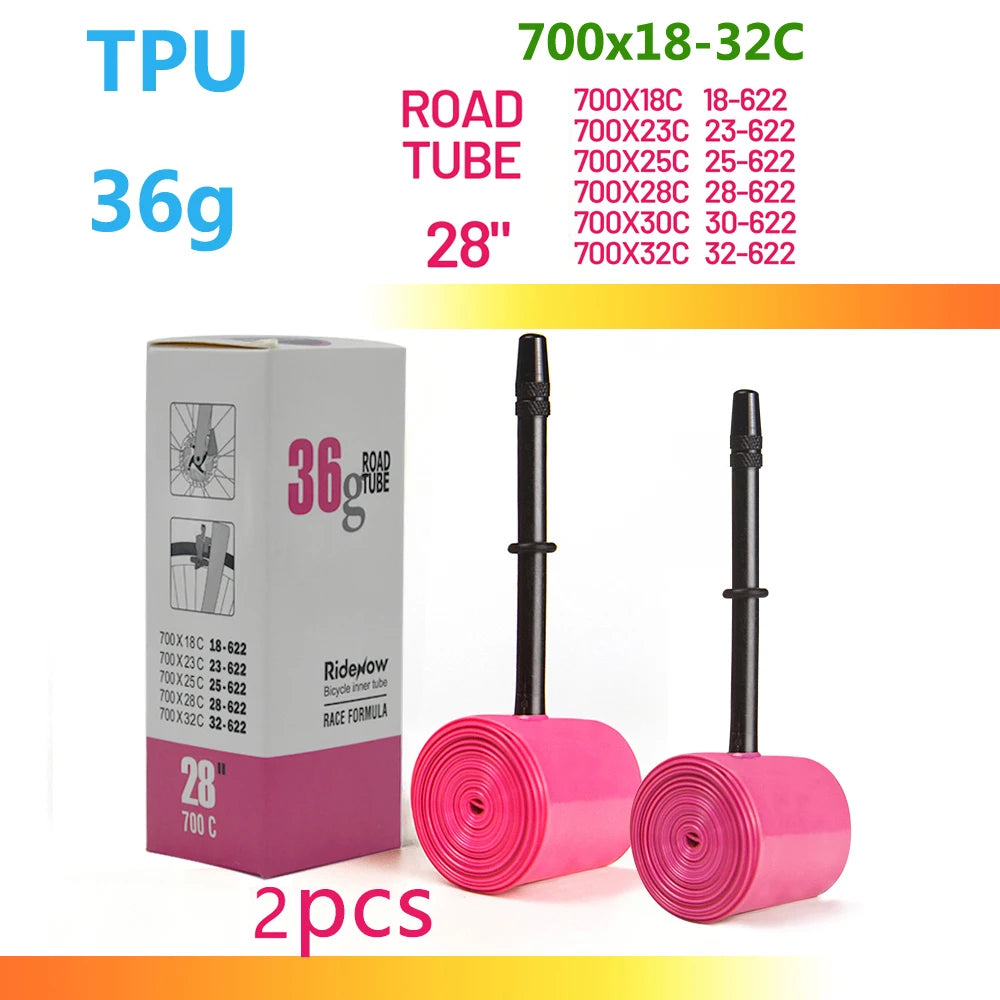 NPY light 36g Tpu Bike Inner Tube 700C X18 25 28 32 35 37 40 Road Bicycle TPU Material Tire 65mm Length French Valve