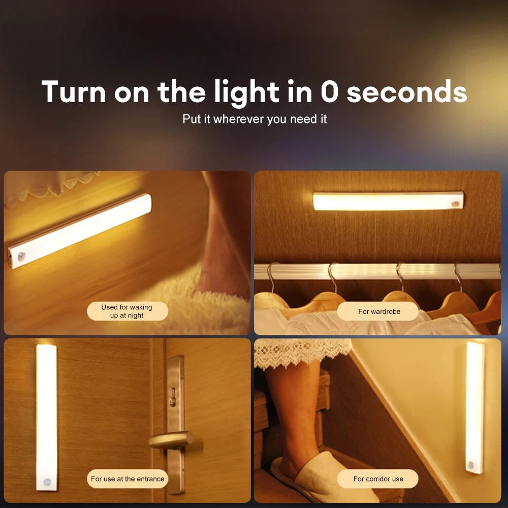 LED Bar Light Motion Sensor Night light Wireless Under Cabinet Lights For Kitchen Closet Cabinet Wardrobe Lighting Cabinet Light