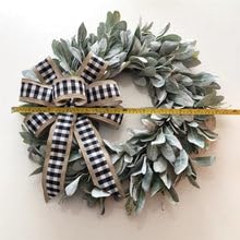 22 Inch Flocked Lambs Ear Wreaths for Front Door Wreaths for All Seasons Spring Summer Fall Autumn Winter Simple Modern Year Round Everyday Farmhouse Greenery Wreath (Burlap Bow)