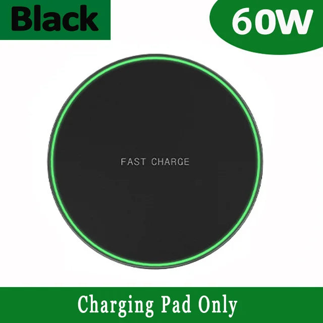 60W Fast Wireless Charger Pad for iPhone 14 13 16 15 Pro Max Samsung Galaxy S22 S21 S23 S10 S9 Xiaomi Wireless Charging Station