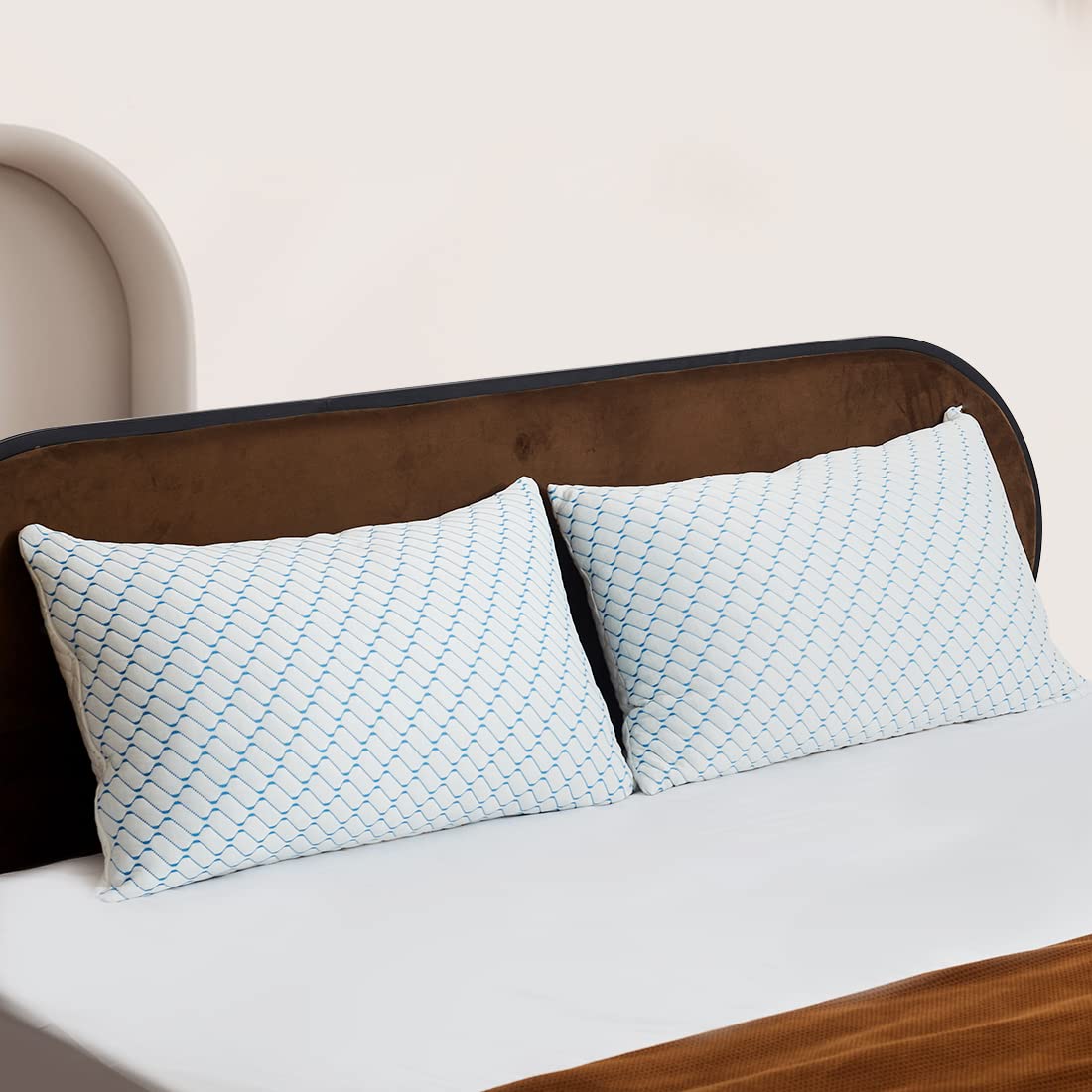 Memory Foam Pillows Queen Size Set of 2, Adjustable Cooling Pillow for Side Back Stomach Sleepers with Washable Removable Cover