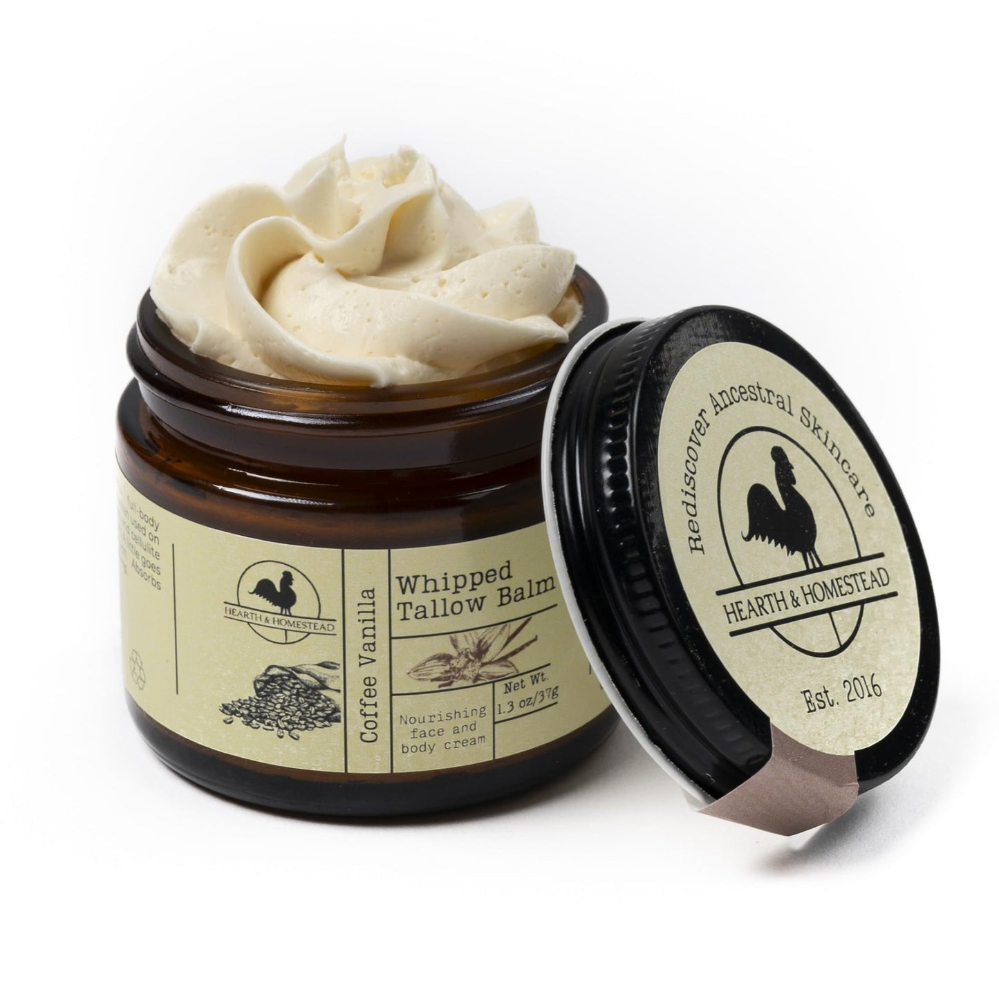 Handmade Whipped Tallow Balm (Unscented/Herb-Infused) - Organic Body Butter with Infused Olive Oil, for Eczema, Rosacea, Baby - 1.3 oz