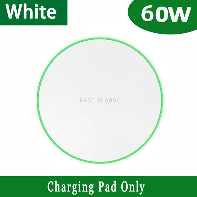 60W Fast Wireless Charger Pad for iPhone 14 13 16 15 Pro Max Samsung Galaxy S22 S21 S23 S10 S9 Xiaomi Wireless Charging Station