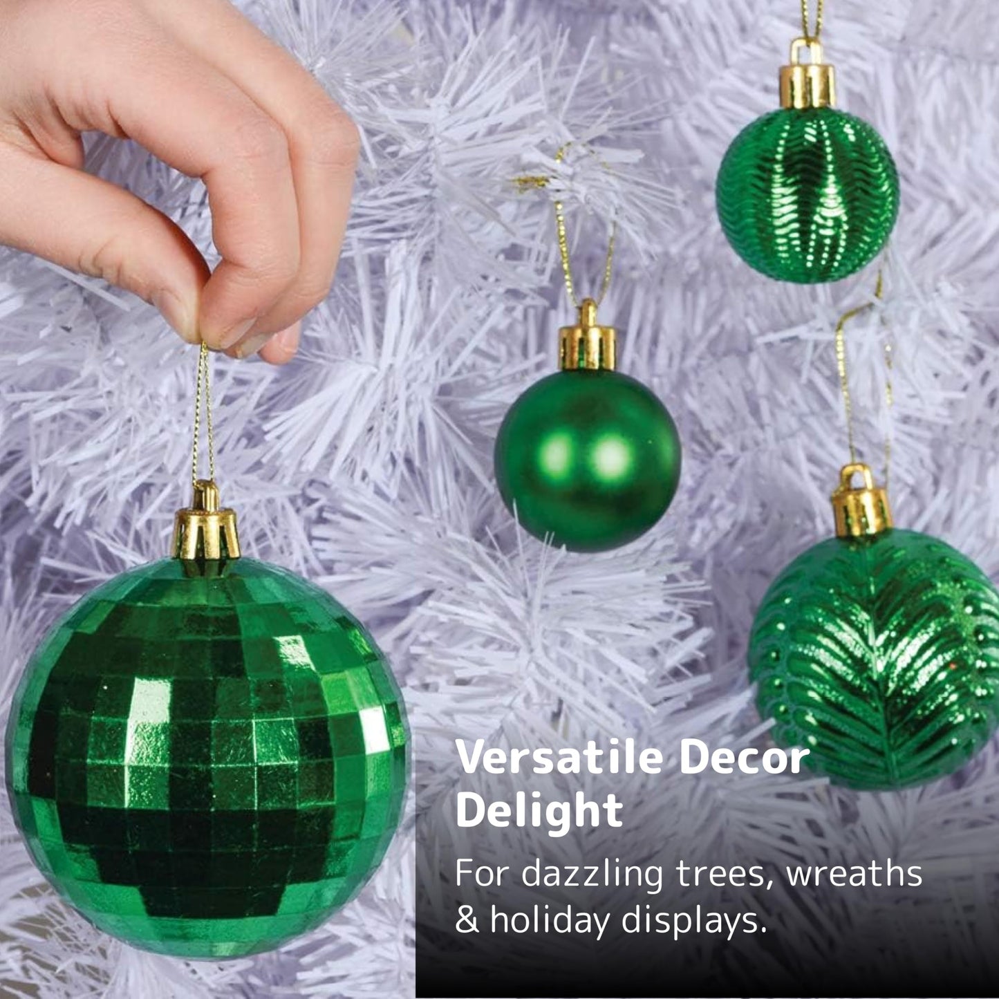 Prextex Christmas Tree Ornaments - Emerald Green Christmas Ball Ornaments Set for Christmas, Holiday, Wreath & Party Decorations (36 pcs - Small, Medium, Large) Shatterproof, 3 Size Combo