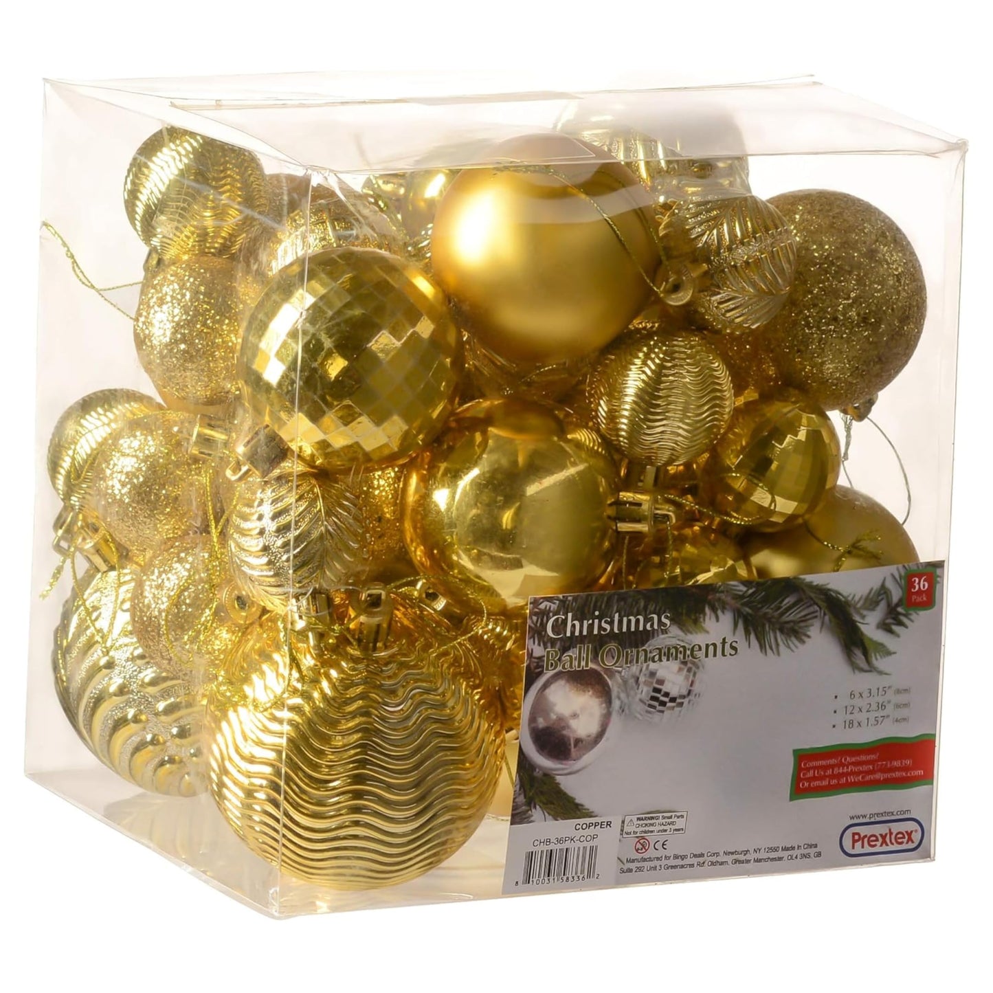 Prextex Christmas Tree Ornaments - Emerald Green Christmas Ball Ornaments Set for Christmas, Holiday, Wreath & Party Decorations (36 pcs - Small, Medium, Large) Shatterproof, 3 Size Combo