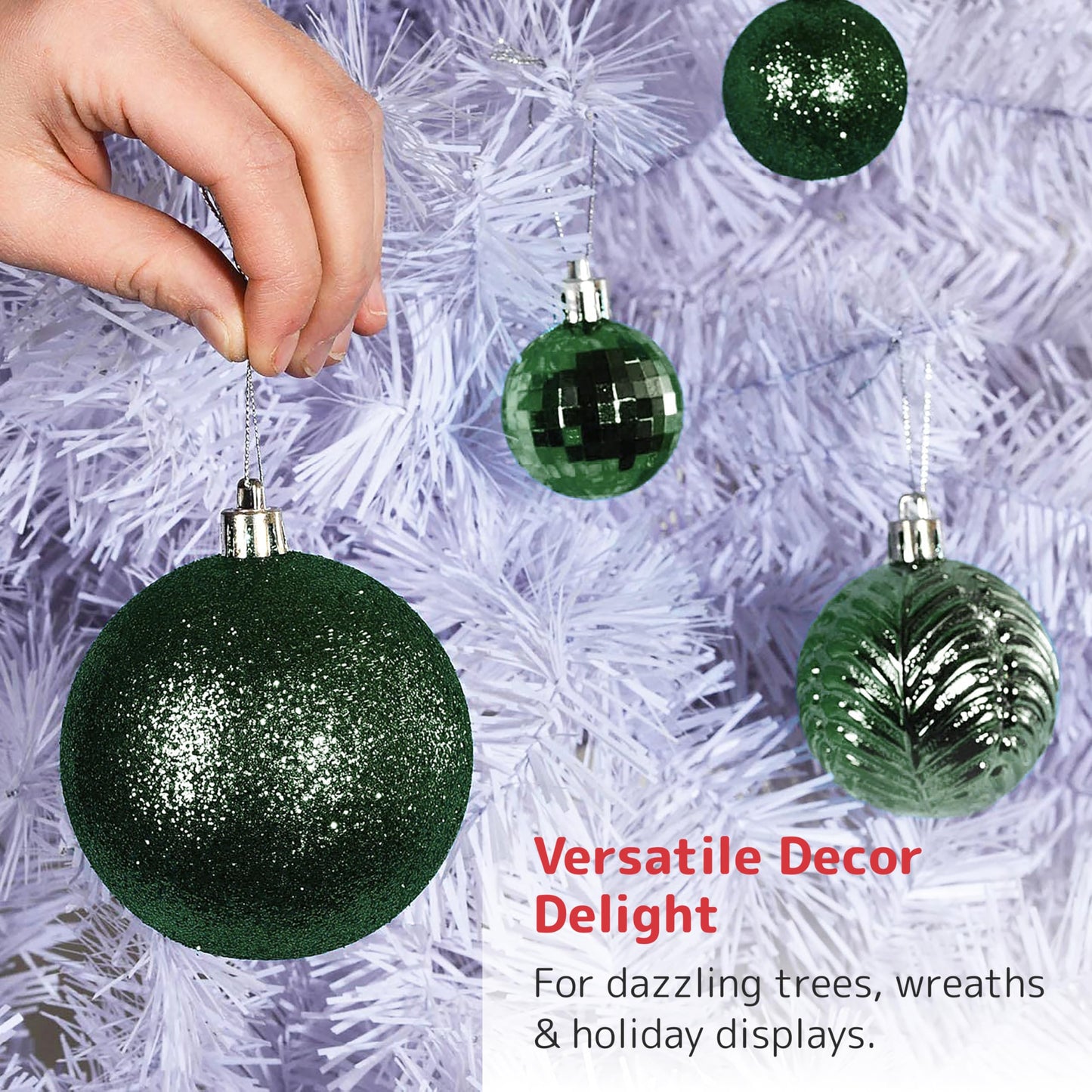 Prextex Christmas Tree Ornaments - Emerald Green Christmas Ball Ornaments Set for Christmas, Holiday, Wreath & Party Decorations (36 pcs - Small, Medium, Large) Shatterproof, 3 Size Combo