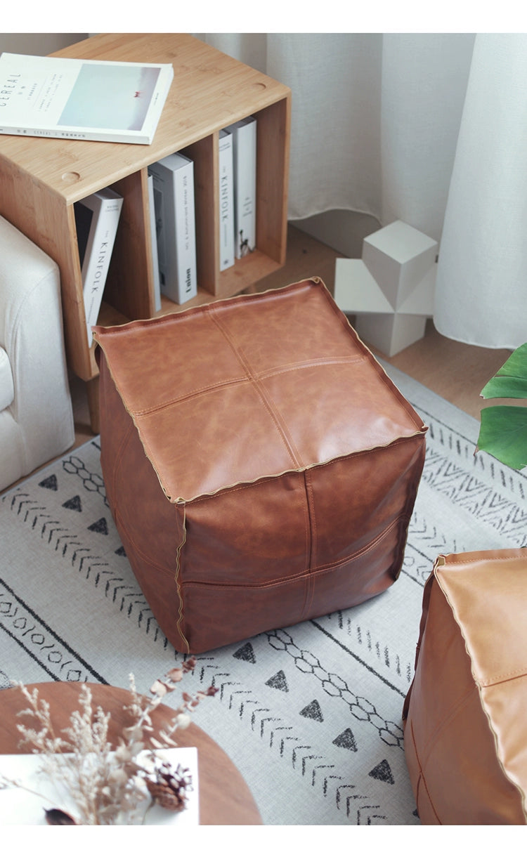 Tatami Square Japanese Style Stool Futon Leather Floor Cushion Leather Stool Shoe Changing Stool For Home Living Room Thickened