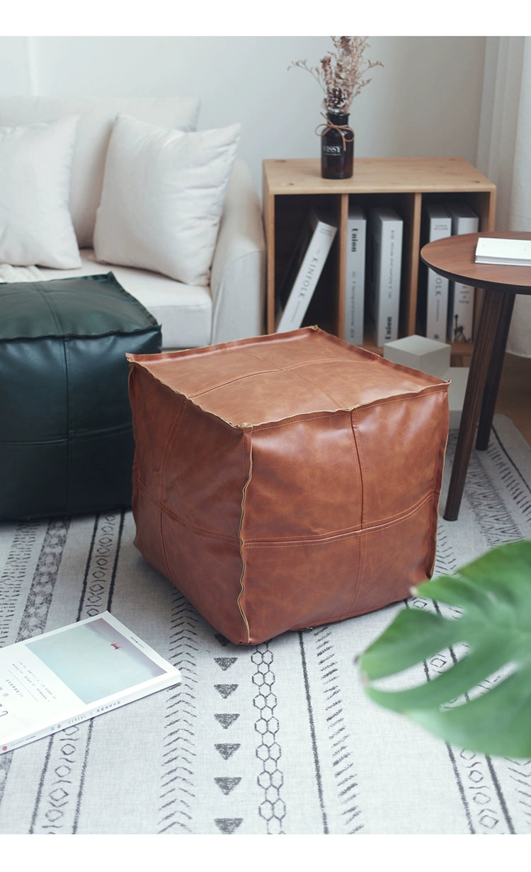 Tatami Square Japanese Style Stool Futon Leather Floor Cushion Leather Stool Shoe Changing Stool For Home Living Room Thickened