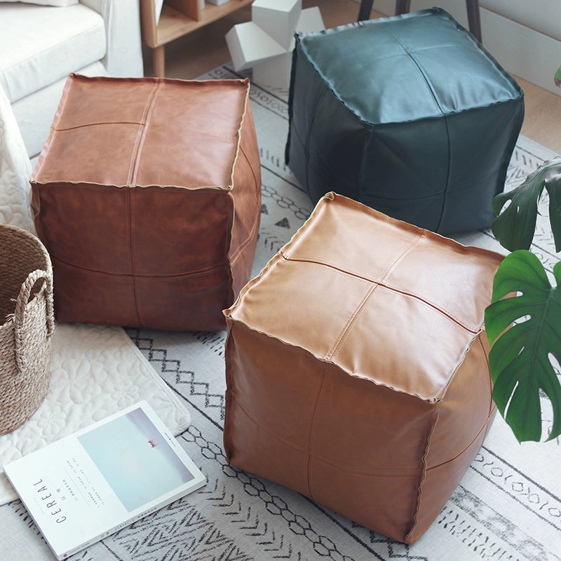 Tatami Square Japanese Style Stool Futon Leather Floor Cushion Leather Stool Shoe Changing Stool For Home Living Room Thickened