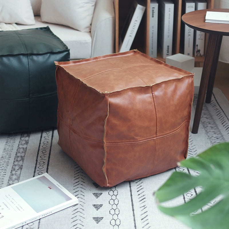 Tatami Square Japanese Style Stool Futon Leather Floor Cushion Leather Stool Shoe Changing Stool For Home Living Room Thickened