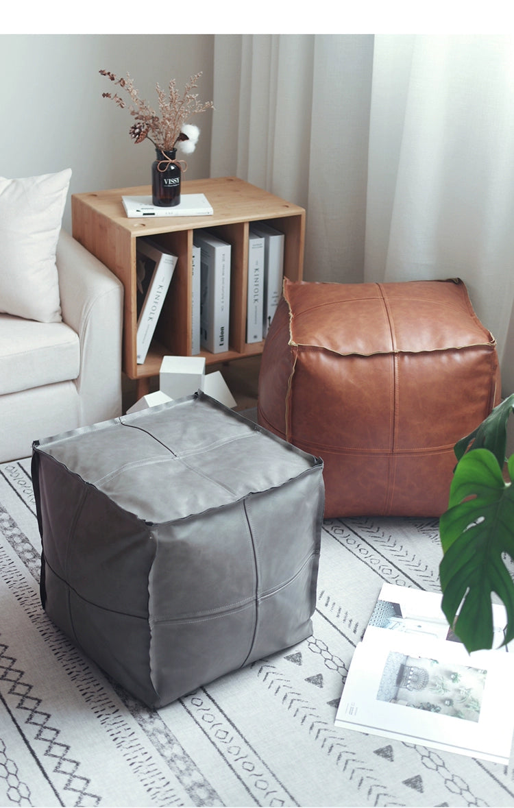 Tatami Square Japanese Style Stool Futon Leather Floor Cushion Leather Stool Shoe Changing Stool For Home Living Room Thickened