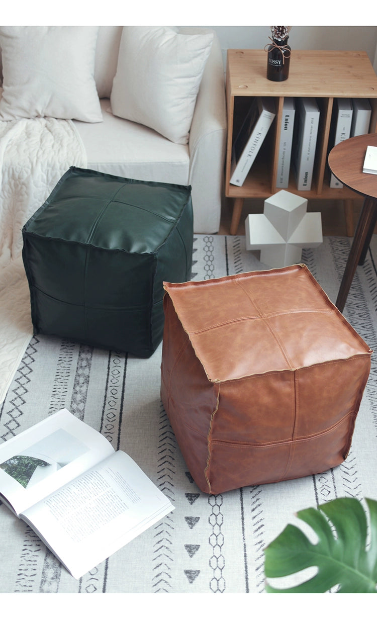 Tatami Square Japanese Style Stool Futon Leather Floor Cushion Leather Stool Shoe Changing Stool For Home Living Room Thickened