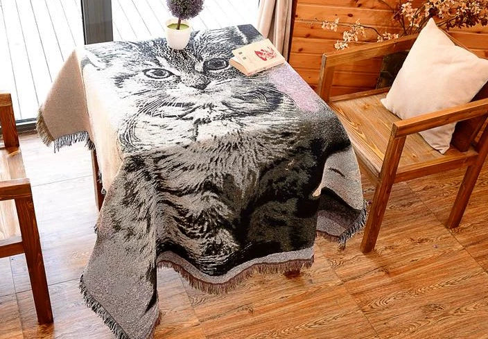 Scandinavian Animal Cat Black and White Dust Cover Retro Blanket