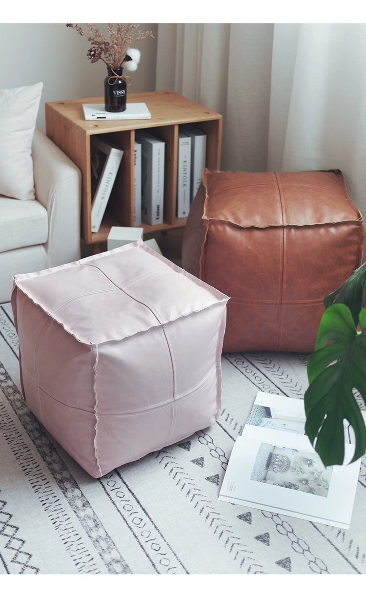 Tatami Square Japanese Style Stool Futon Leather Floor Cushion Leather Stool Shoe Changing Stool For Home Living Room Thickened