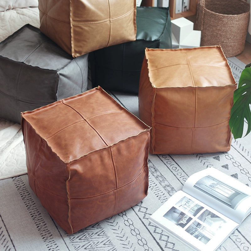 Tatami Square Japanese Style Stool Futon Leather Floor Cushion Leather Stool Shoe Changing Stool For Home Living Room Thickened