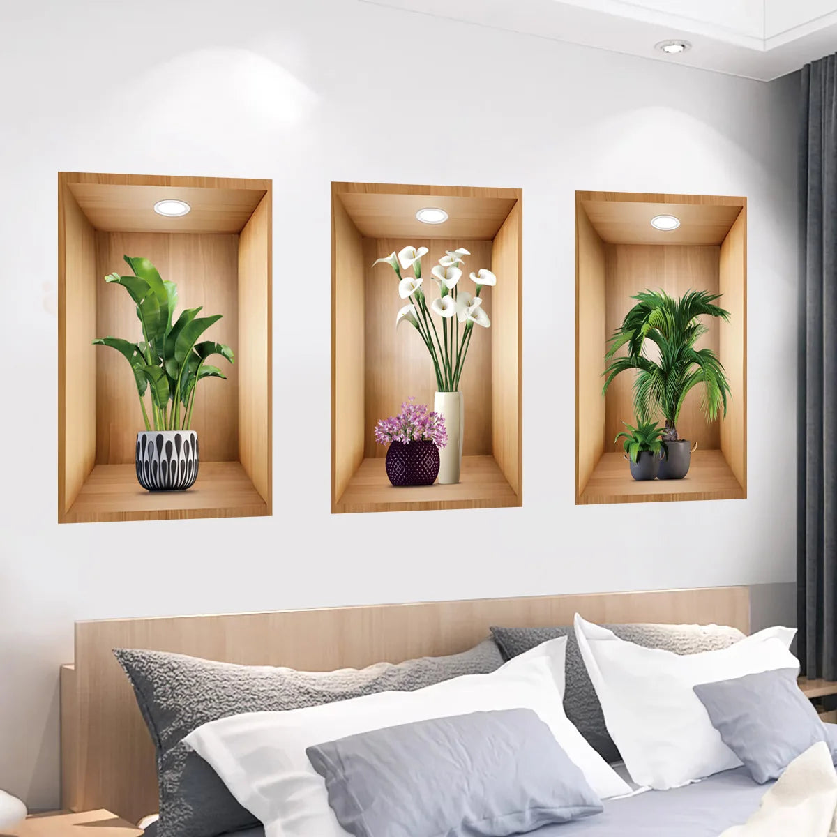 3pc/set 3d plant vase wall sticker home decoration self adhesive bedroom livng room Potted plants wall decal