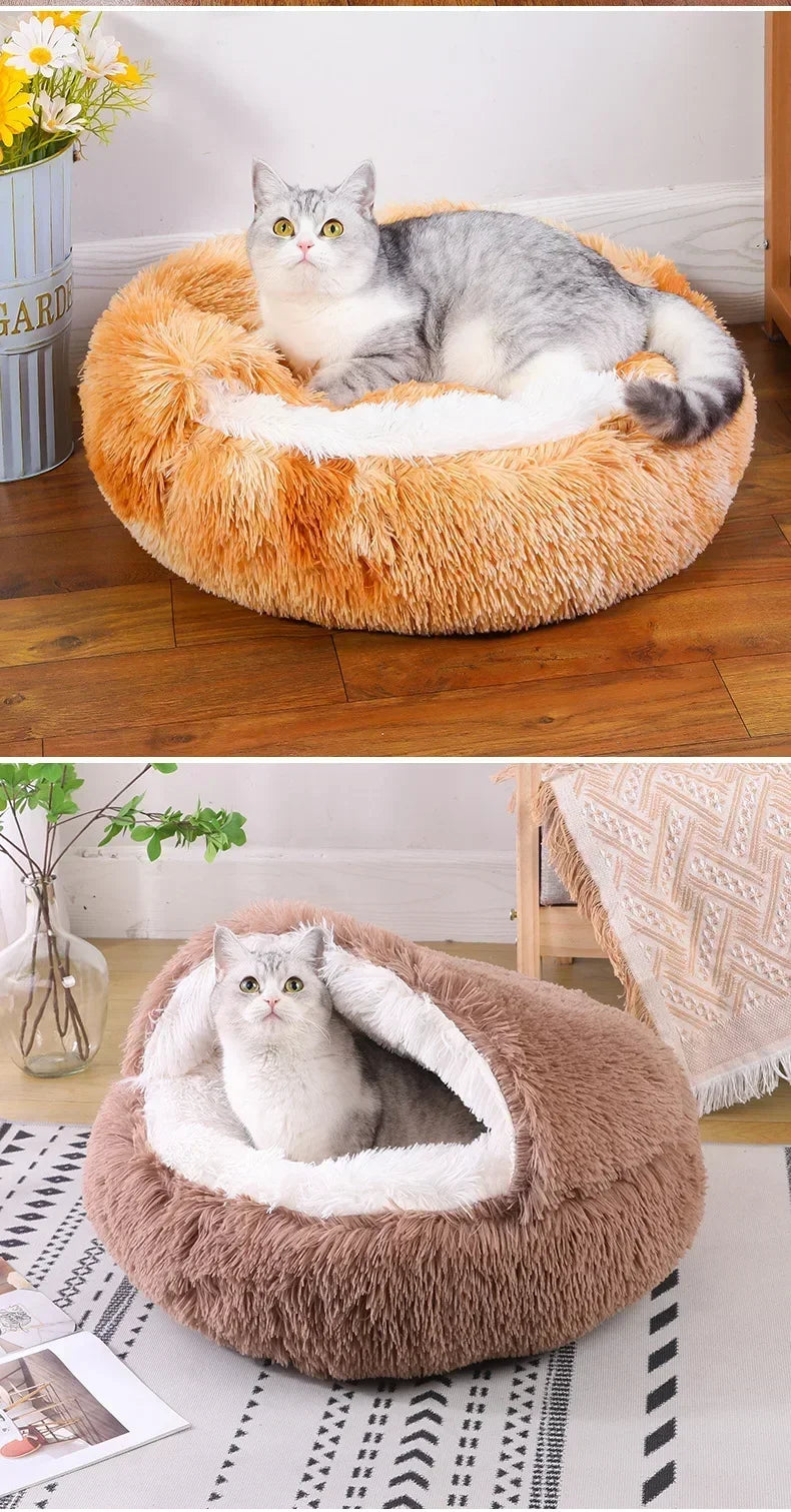 winter dog Plush Round Bed Pet Mattress Warm Soft Comfortable Basket Cat Dog Sleeping Bag Nest for Small Dogs Medium dogs cat