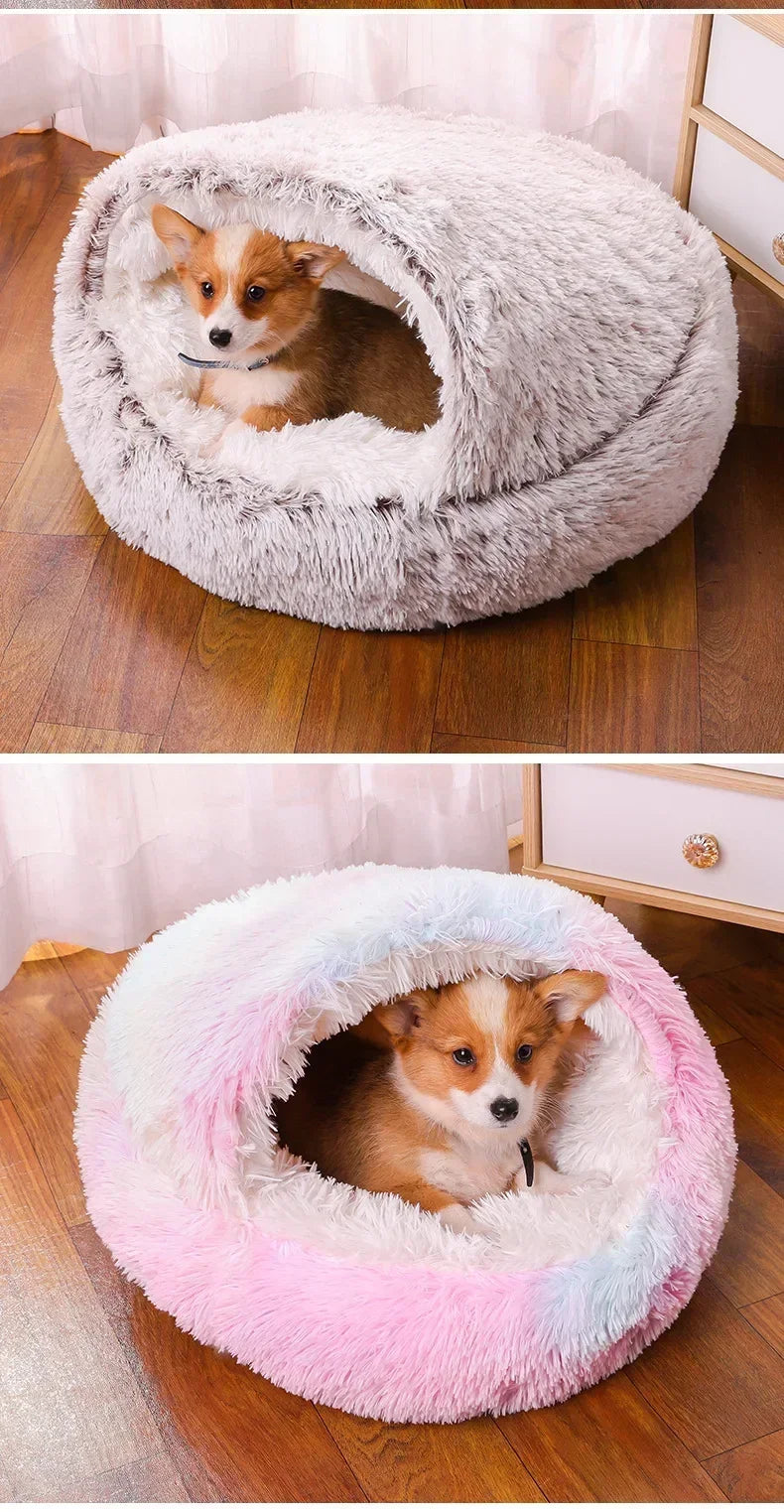 winter dog Plush Round Bed Pet Mattress Warm Soft Comfortable Basket Cat Dog Sleeping Bag Nest for Small Dogs Medium dogs cat