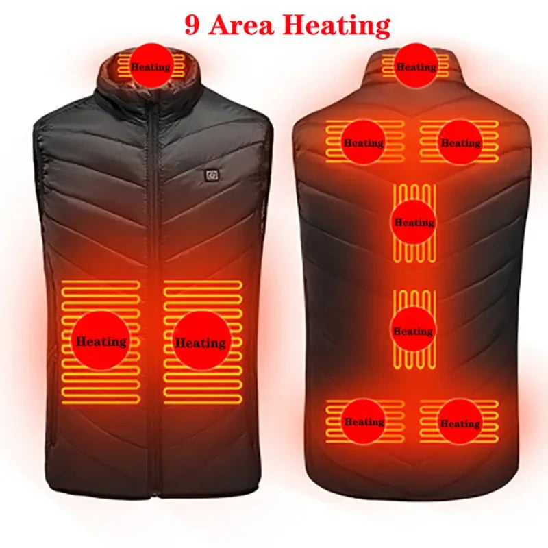 9/13Areas Heated Vest Men Women Heated Jacket Winter Usb Heating Vest Self Heating Thermal Vest Heating Down Jacket Warmte Vest