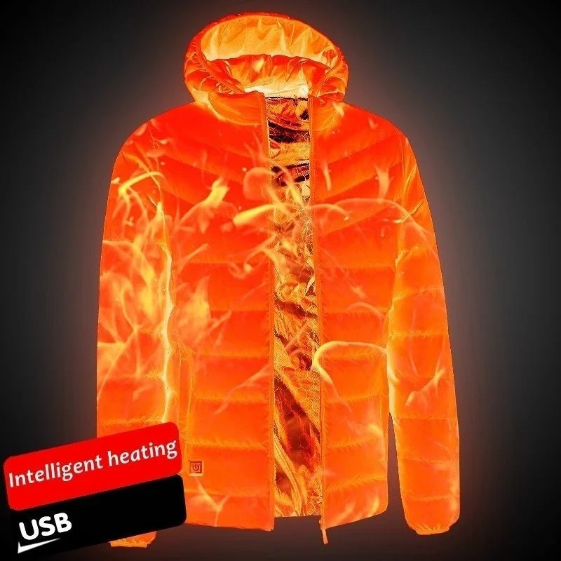 19/11/9 Areas Heated Jacket Men Electric Heating Jackets Heated Down Coat Men Women Clothing Winter Heatable Cotton Jacket Veste