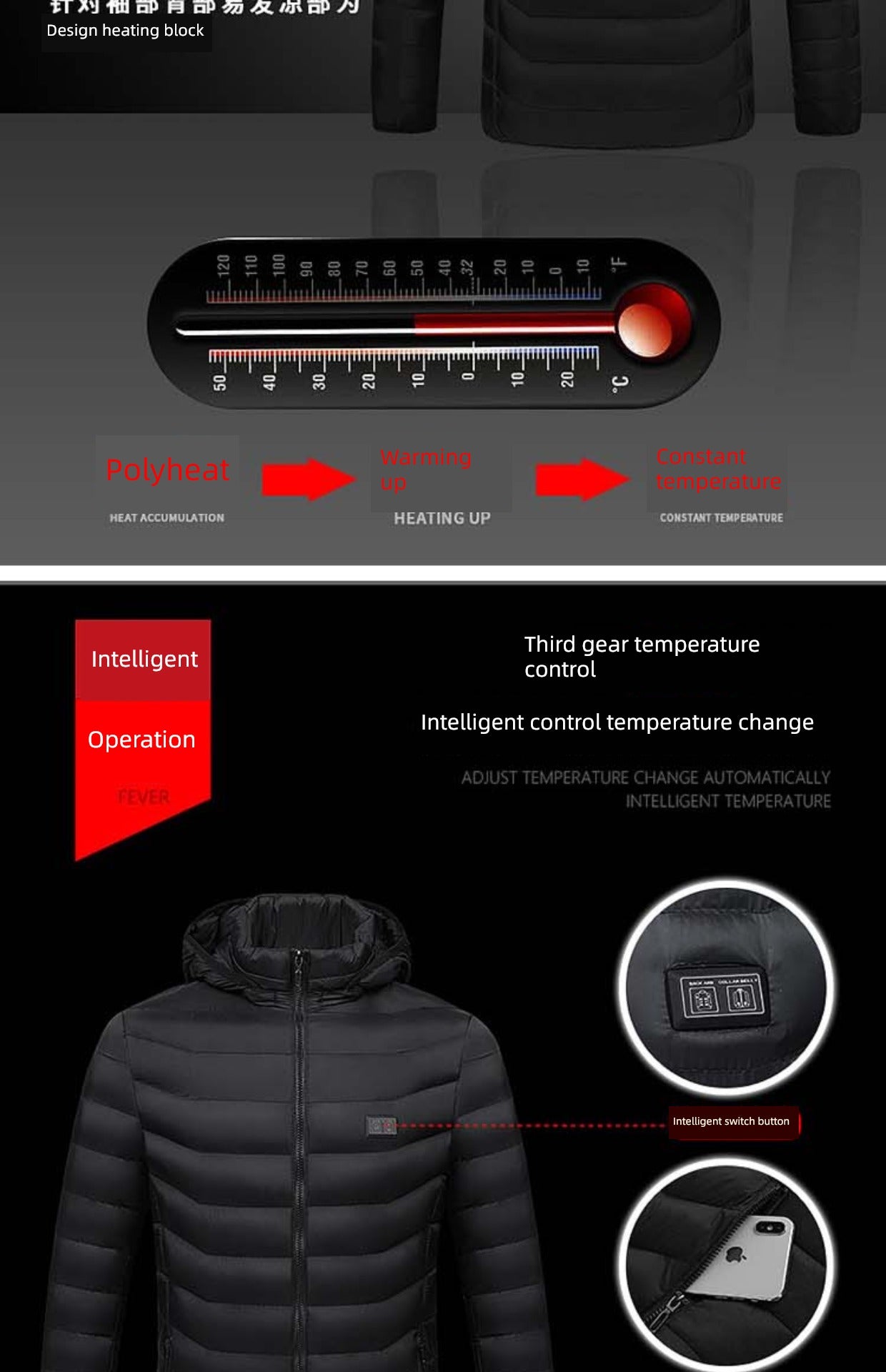 Smart Charging down Cotton Jacket Jacket