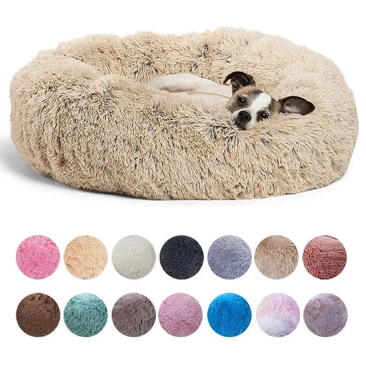 40-90cm Round Pet Bed for Large Dog Bed Super Soft Cat Bed Long Plush Dog House for Medium Dog House Winter Warm Sleeping