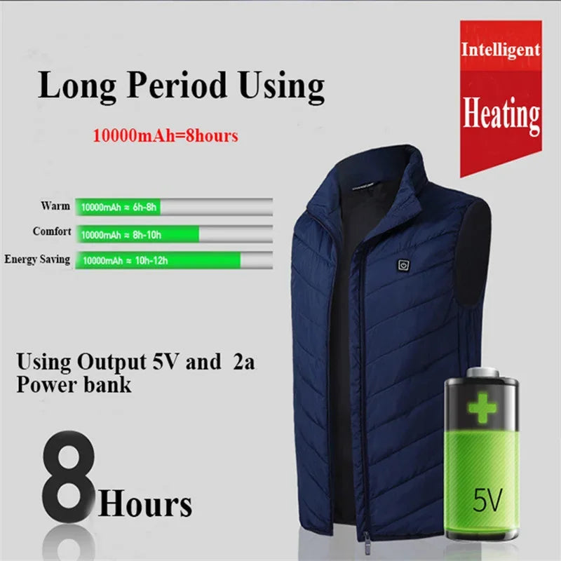 9/13Areas Heated Vest Men Women Heated Jacket Winter Usb Heating Vest Self Heating Thermal Vest Heating Down Jacket Warmte Vest