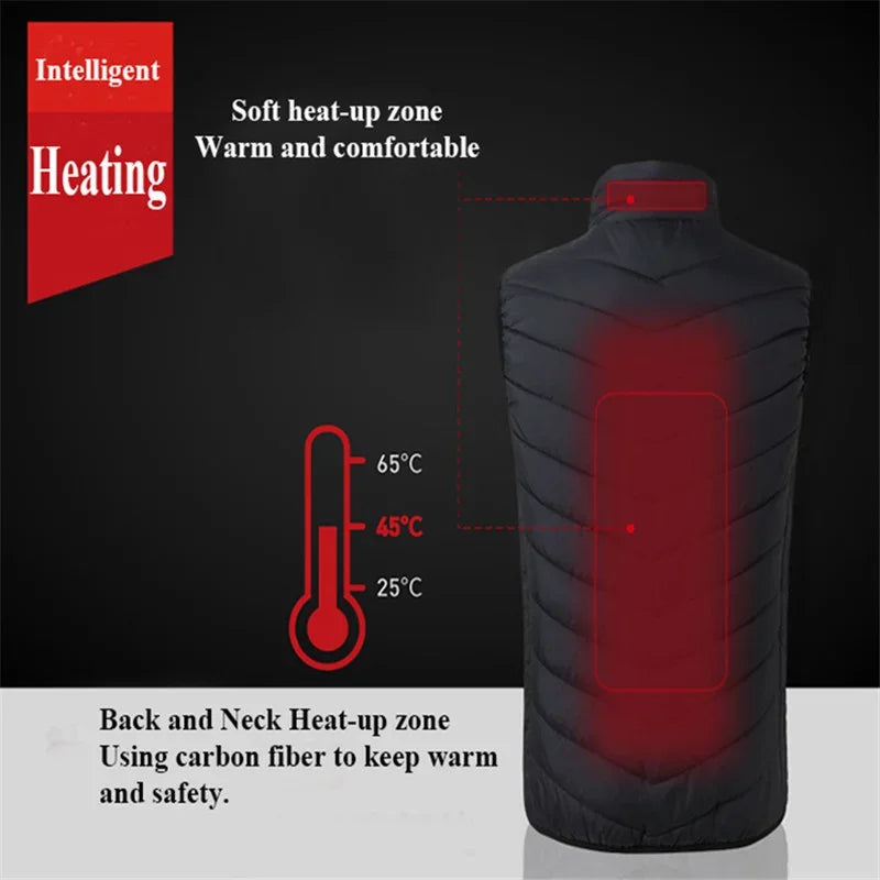 9/13Areas Heated Vest Men Women Heated Jacket Winter Usb Heating Vest Self Heating Thermal Vest Heating Down Jacket Warmte Vest