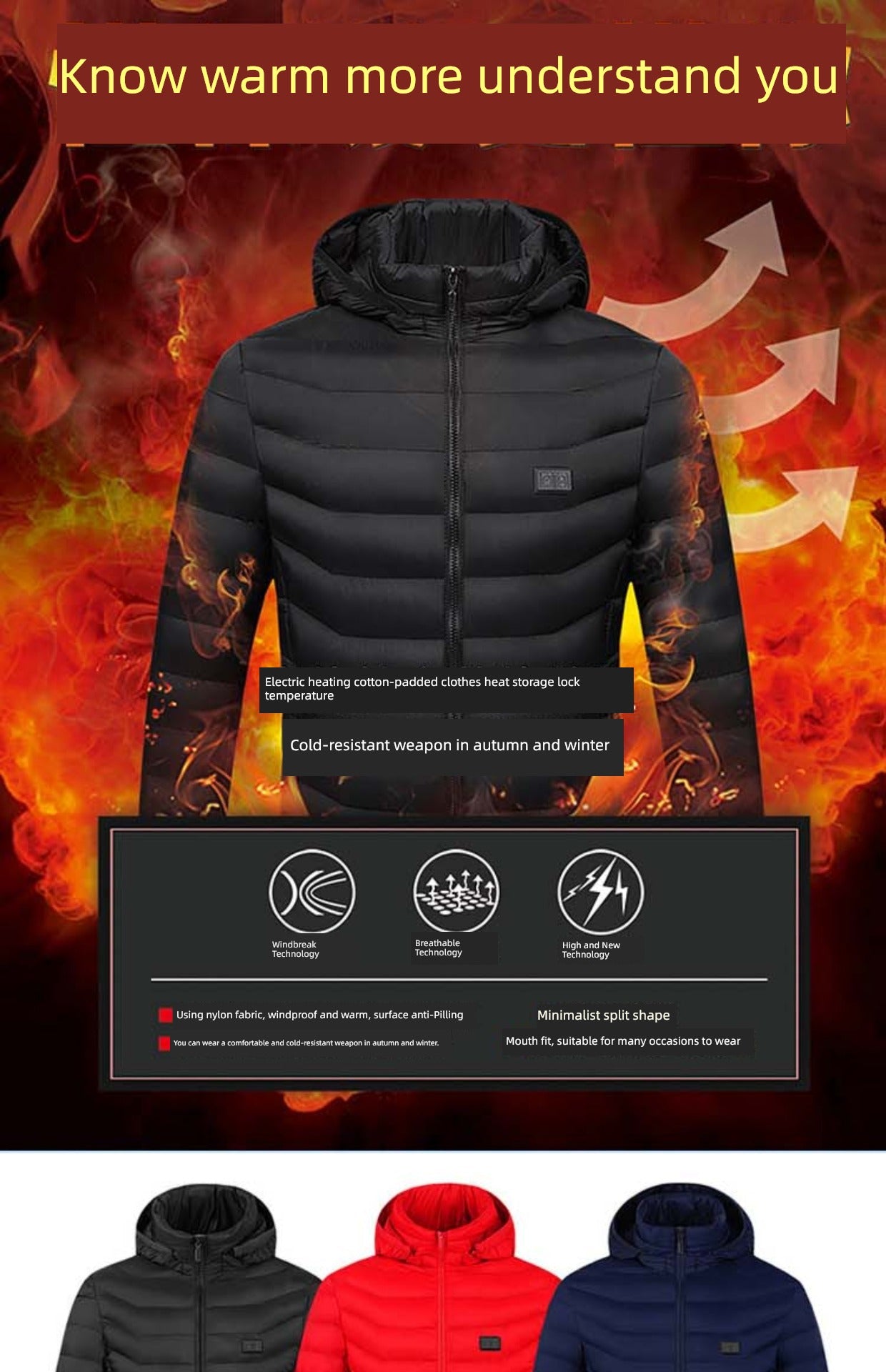 Smart Charging down Cotton Jacket Jacket