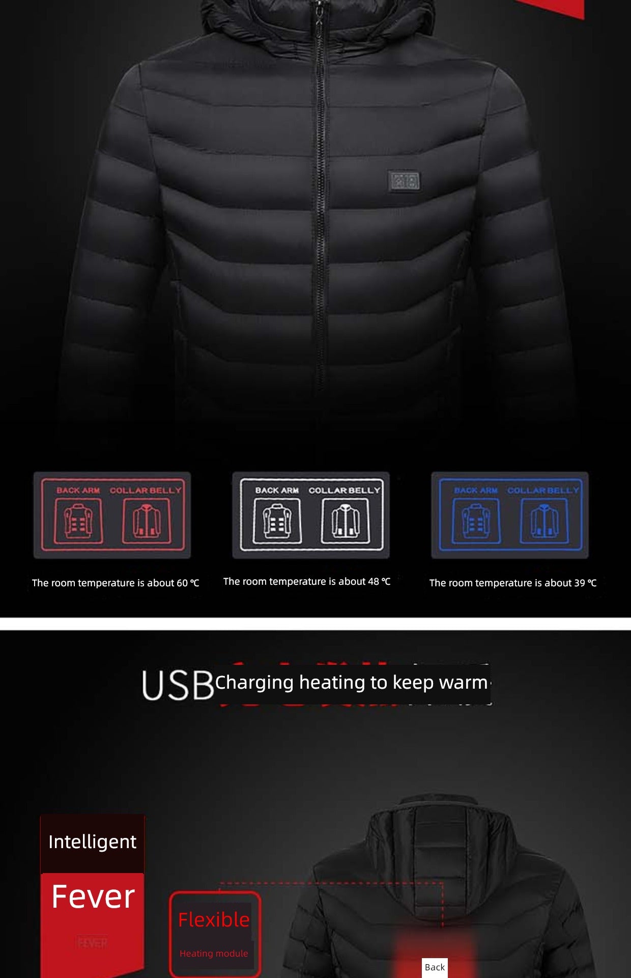 Smart Charging down Cotton Jacket Jacket