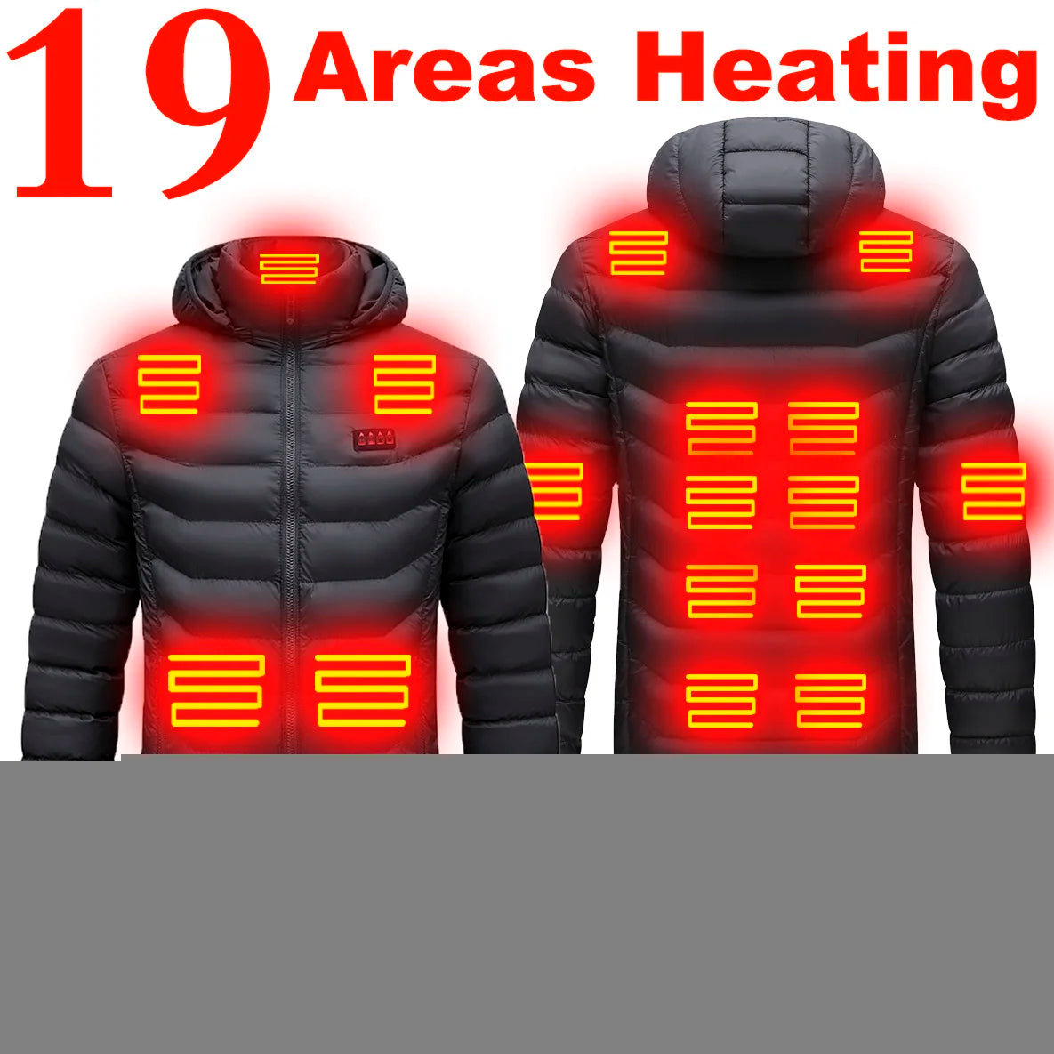 19/11/9 Areas Heated Jacket Men Electric Heating Jackets Heated Down Coat Men Women Clothing Winter Heatable Cotton Jacket Veste