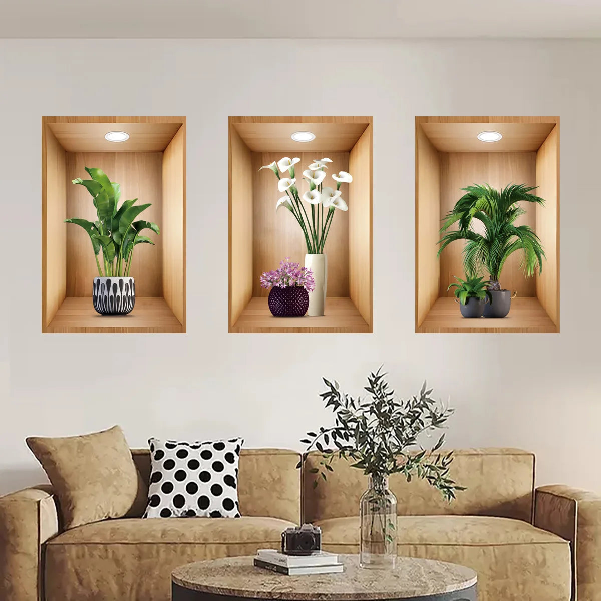 3pc/set 3d plant vase wall sticker home decoration self adhesive bedroom livng room Potted plants wall decal