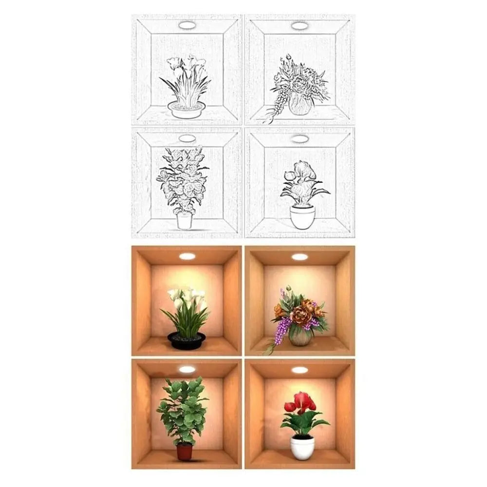 Autohesion 3D Wallpapers New Frosted Flower Plant Wall Stickers Home Decoration Wall Illustration