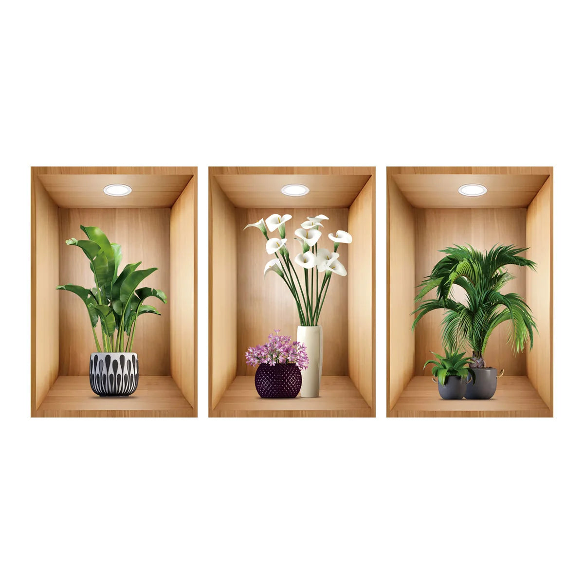 3pc/set 3d plant vase wall sticker home decoration self adhesive bedroom livng room Potted plants wall decal